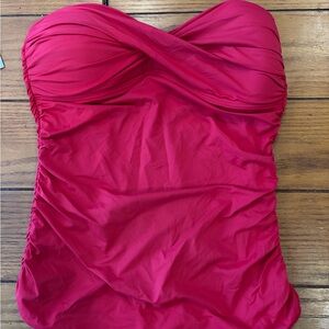 Tommy Bahama Red and Gray Swimsuit Top
